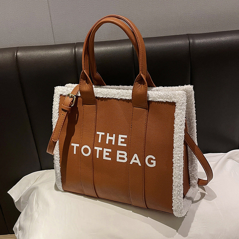 Lamb Wool Fashion Large Portable Lady's Handbags