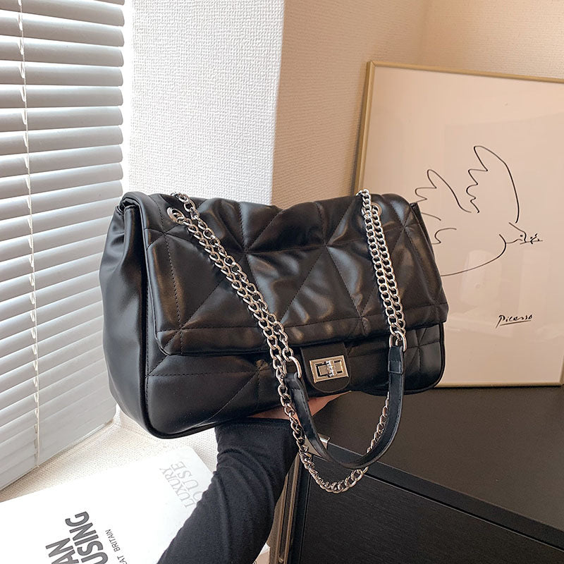 Women's Fashion Diamond Pattern Chain Texture Commuter Shoulder Bags
