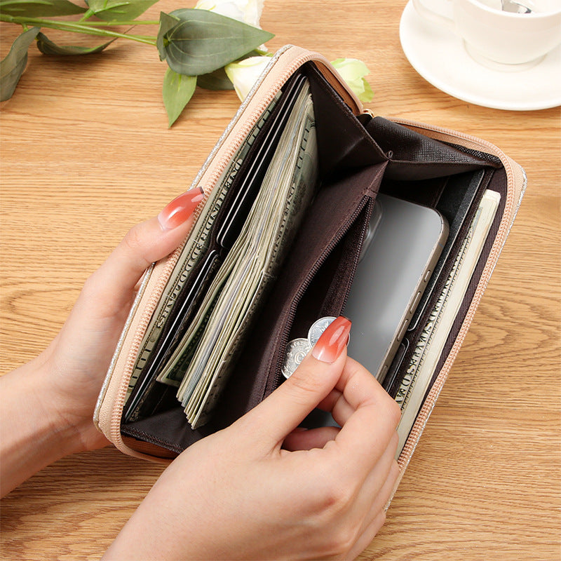 Versatile Women's Long Zip Clutch Mobile Purses