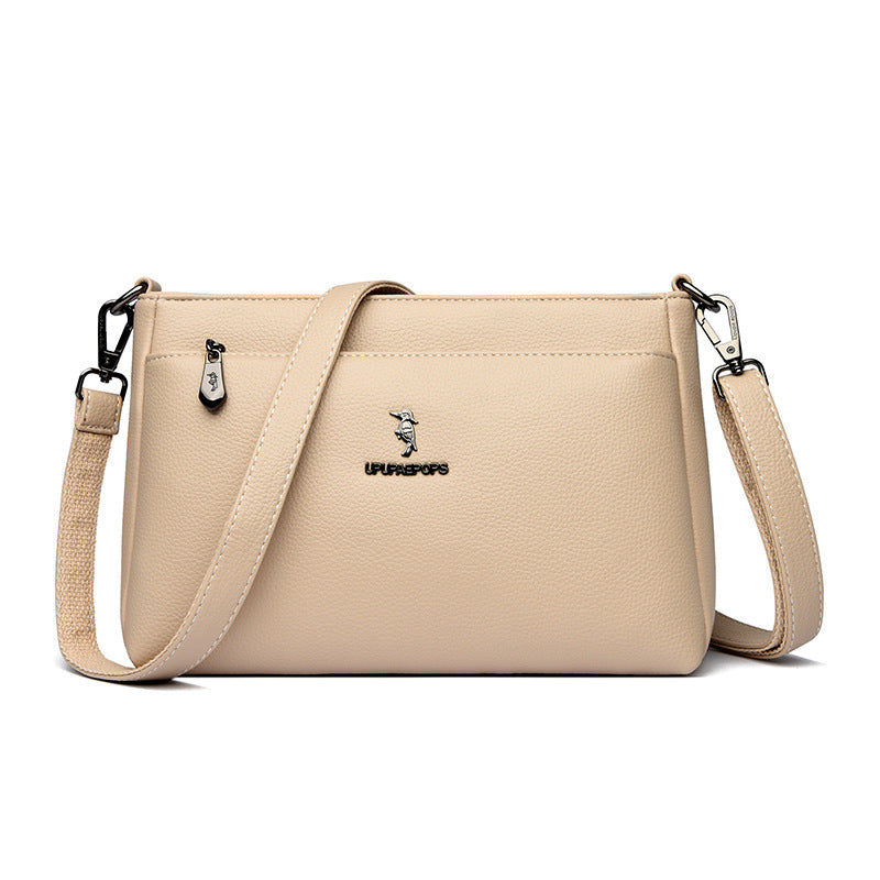 Women's Color Soft Leather Large Capacity More Than Crossbody Bags