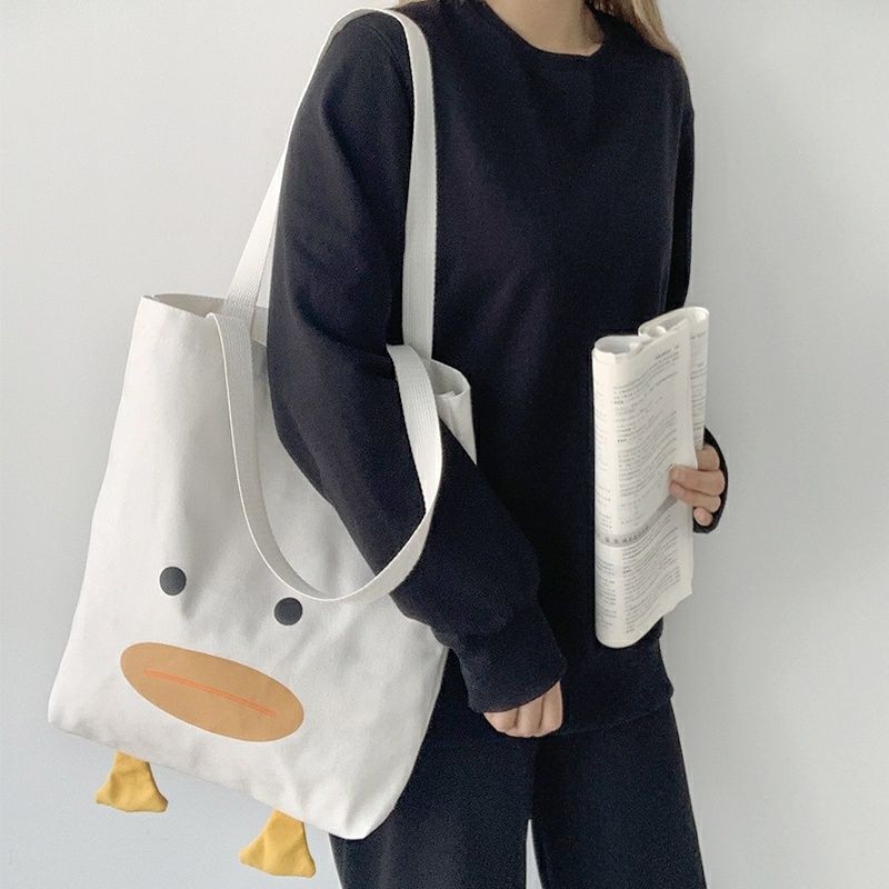 Women's Yellow Duck Canvas Fresh Cute Big Mouth Design Sense Fashion Women's Handbag