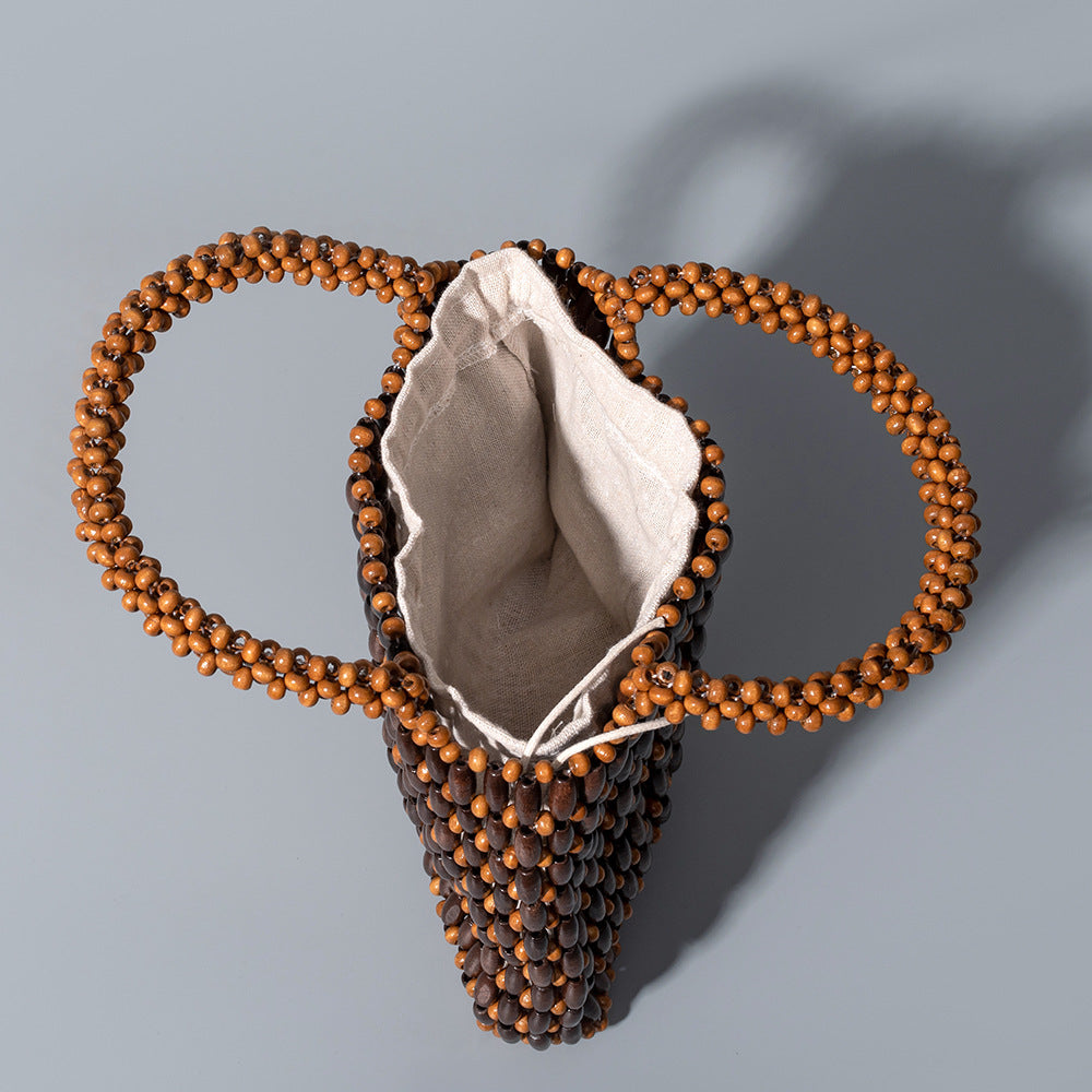 Women's Bead Woven Summer Niche Design Portable Handbags