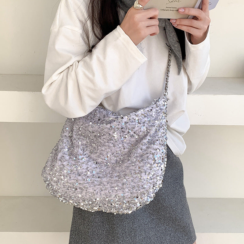 Women's Sequined Minority Personalized Super Shiny Large Crossbody Bags