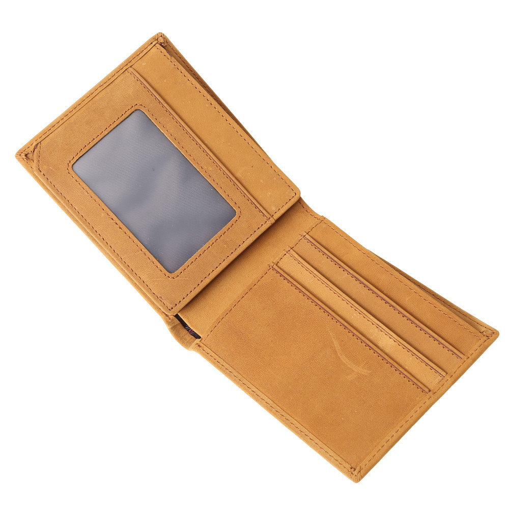 Men's Retro Crazy Horse Leather Genuine Laser Men's Wallets