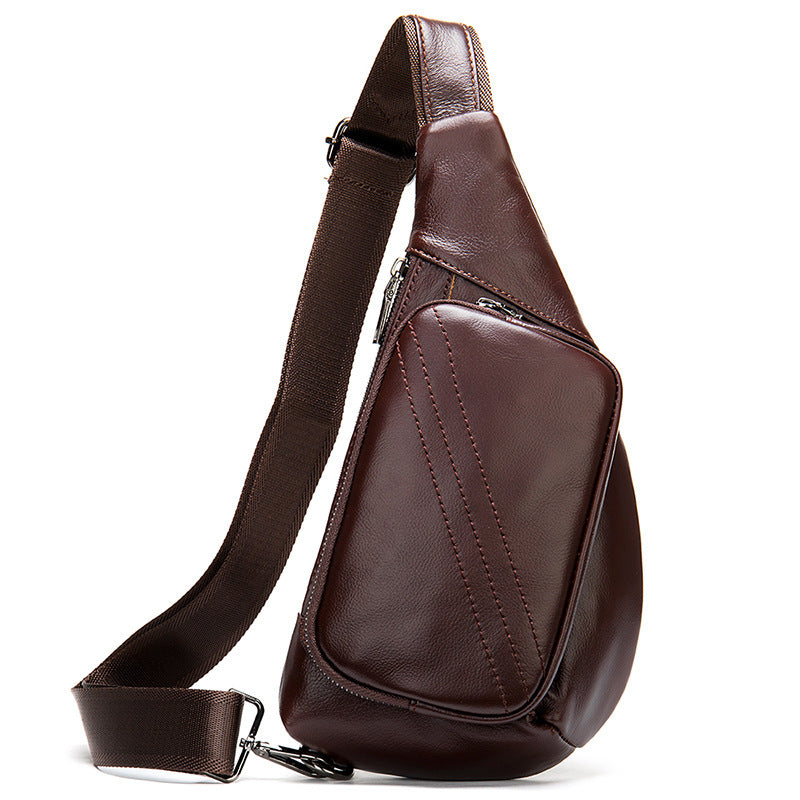 Men's Leather First Layer Trendy Large Capacity Men's Chest Bags