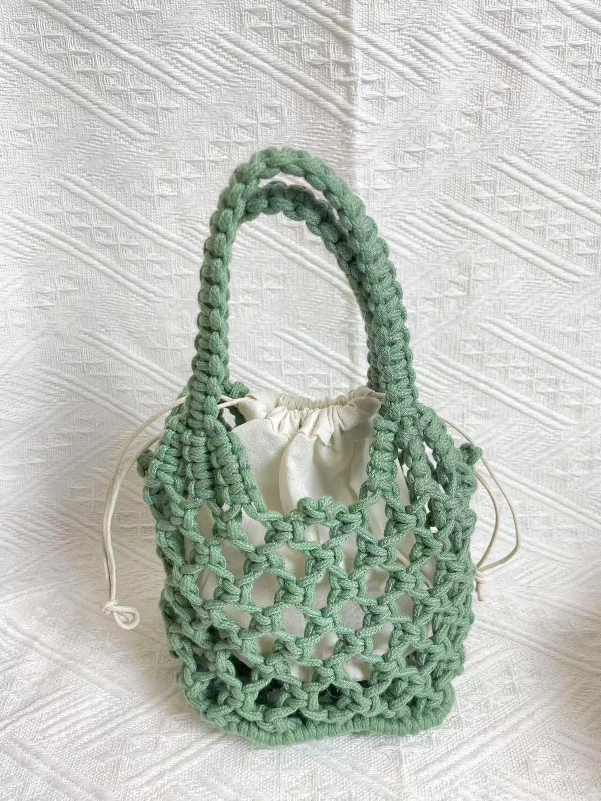 Cotton String Hand Dopamine Color Mini Knitting Female Chic Beach Bags