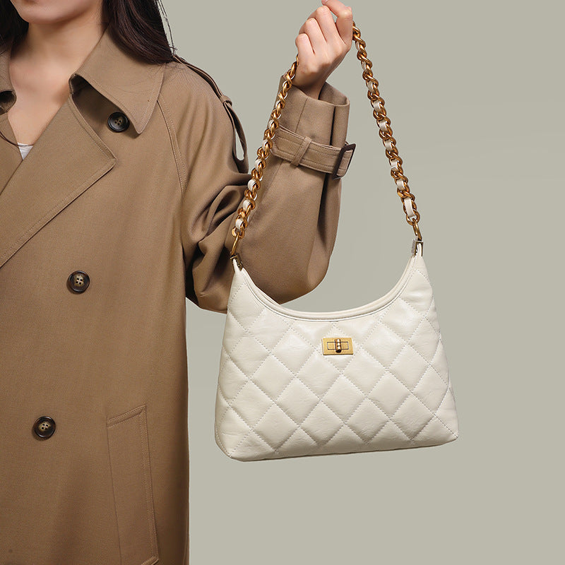 Women's Summer Leather Rhombus Chain Elegant High Women's Messenger Bag