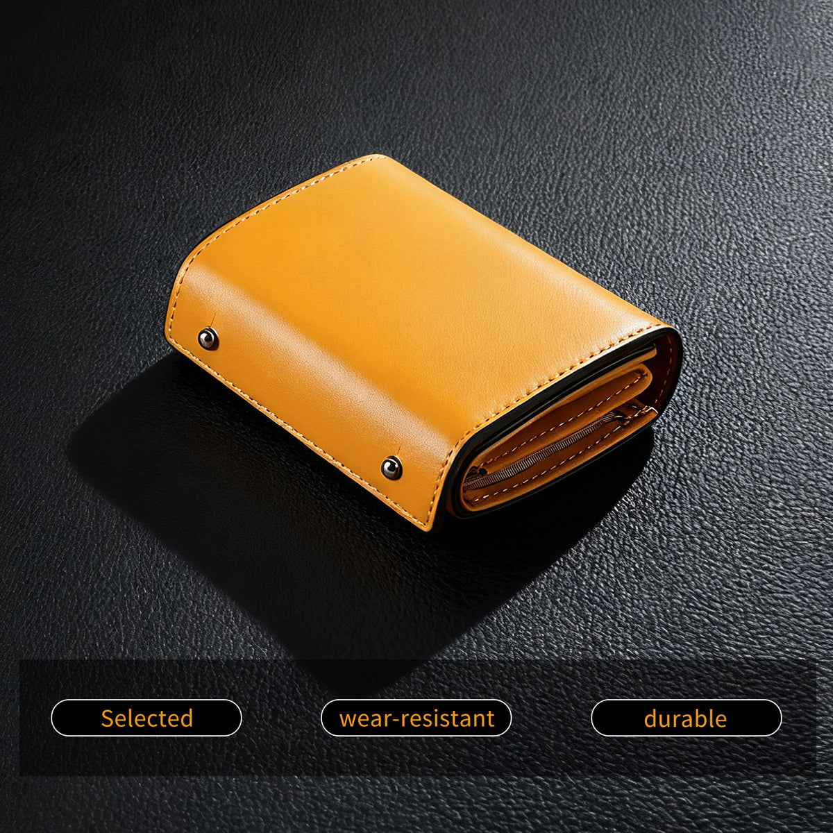 Men's Three-fold Fashion Business Leather Short Portable Men's Wallet