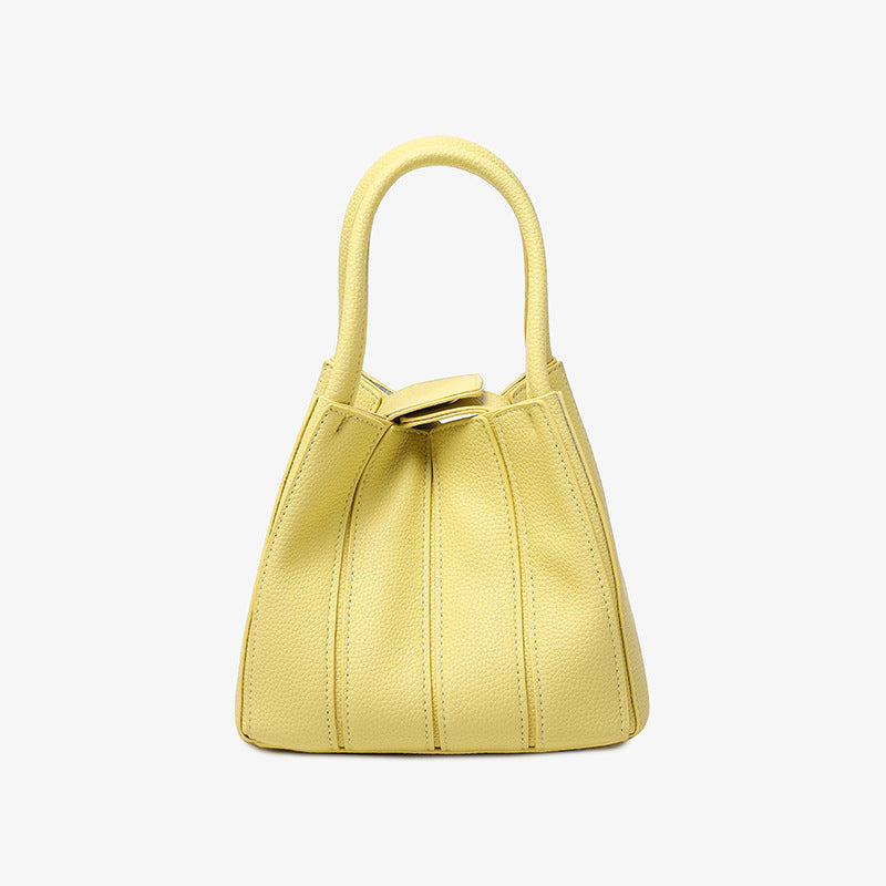 Women's Fashion Pleated Soft Leather Personality Mother Shoulder Bags