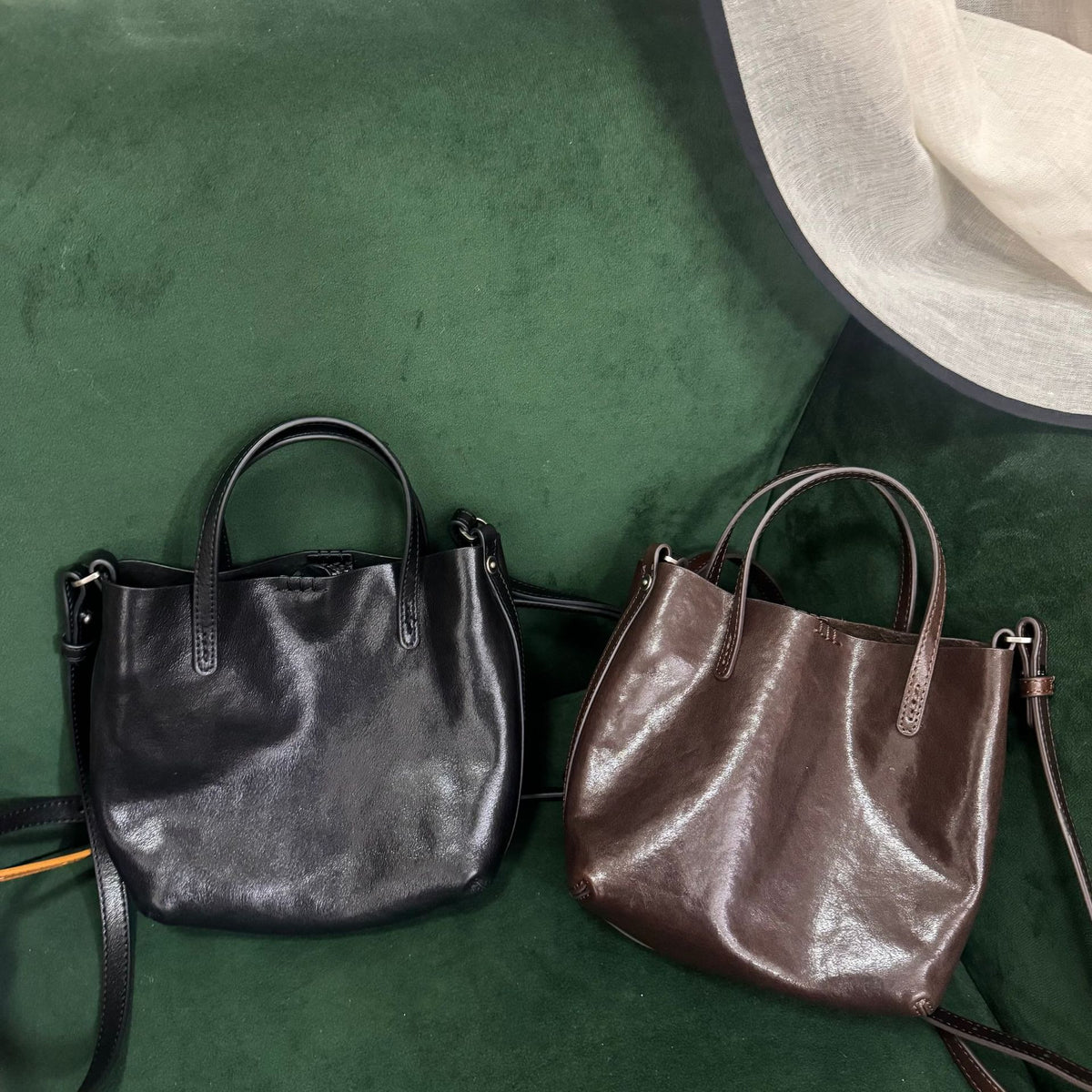 First Layer Crystal Vegetable Tanning Leather Fashion Portable Phone Bags
