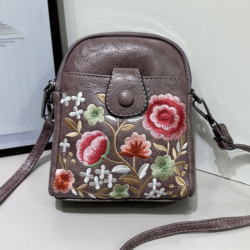 Women's Fashion Female Embroidered Flower Mobile For Bags