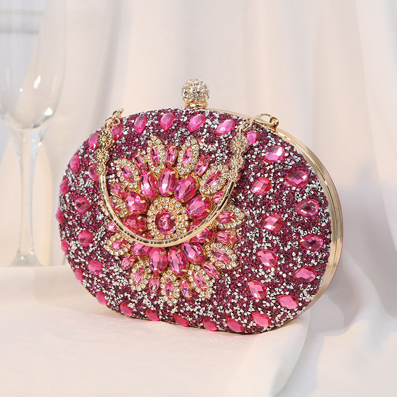 Women's Clutch Alloy Diamond Flower Dress Banquet Evening Bags