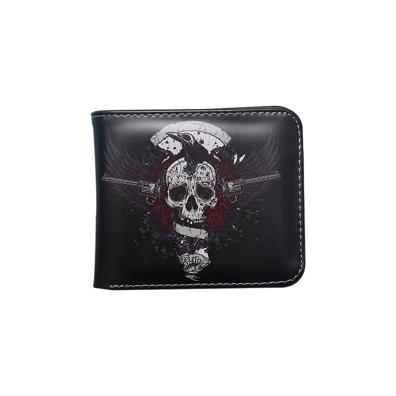 Men's Simple Short Skull Lady's Vintage Printed Purses