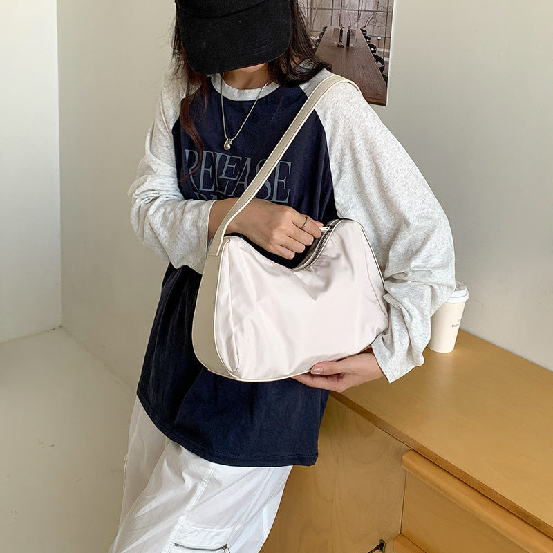 Women's Niche Textured Nylon Summer Stitching Commuter Women's Shoulder Bag