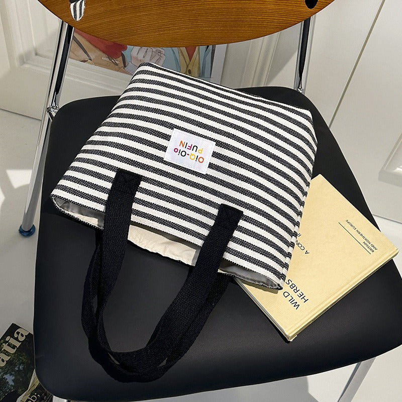Canvas Large Capacity Striped Class Commuter Handbags