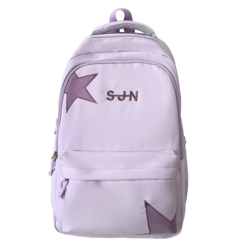 Women's Burden Reduction Big Korean Style Solid Color Middle School Students' Schoolbags