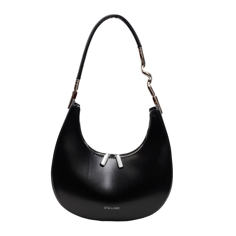 Women's Niche Sier Authentic Leather Tactile Feel Crescent Crossbody Bags
