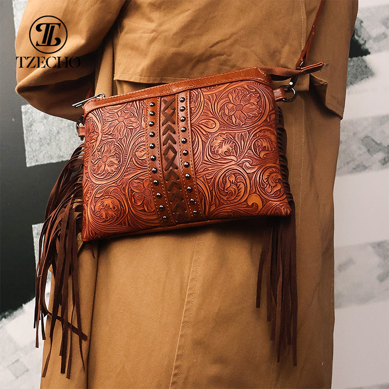 Women's Bohemian Tassel High Sense Genuine Leather Crossbody Bags