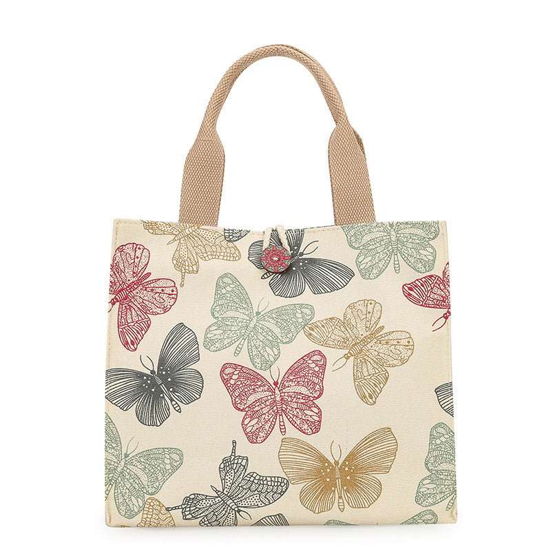 Women's Multifunctional Fashion Pouch Canvas Makeup Storage Lunch Box Portable Women's Handbag