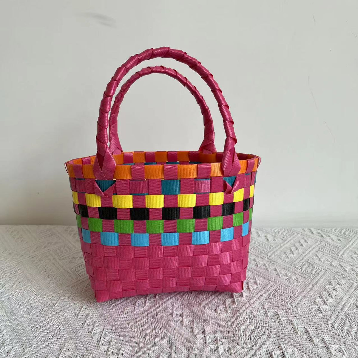 Basket Niche Color Plaid Hand Gift Small Square Bags