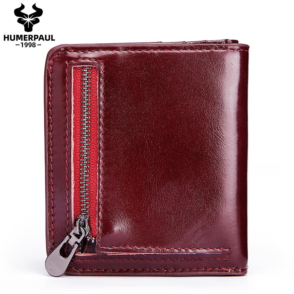 Men's Leather Zipper First Layer Cowhide Simple Men's Wallets