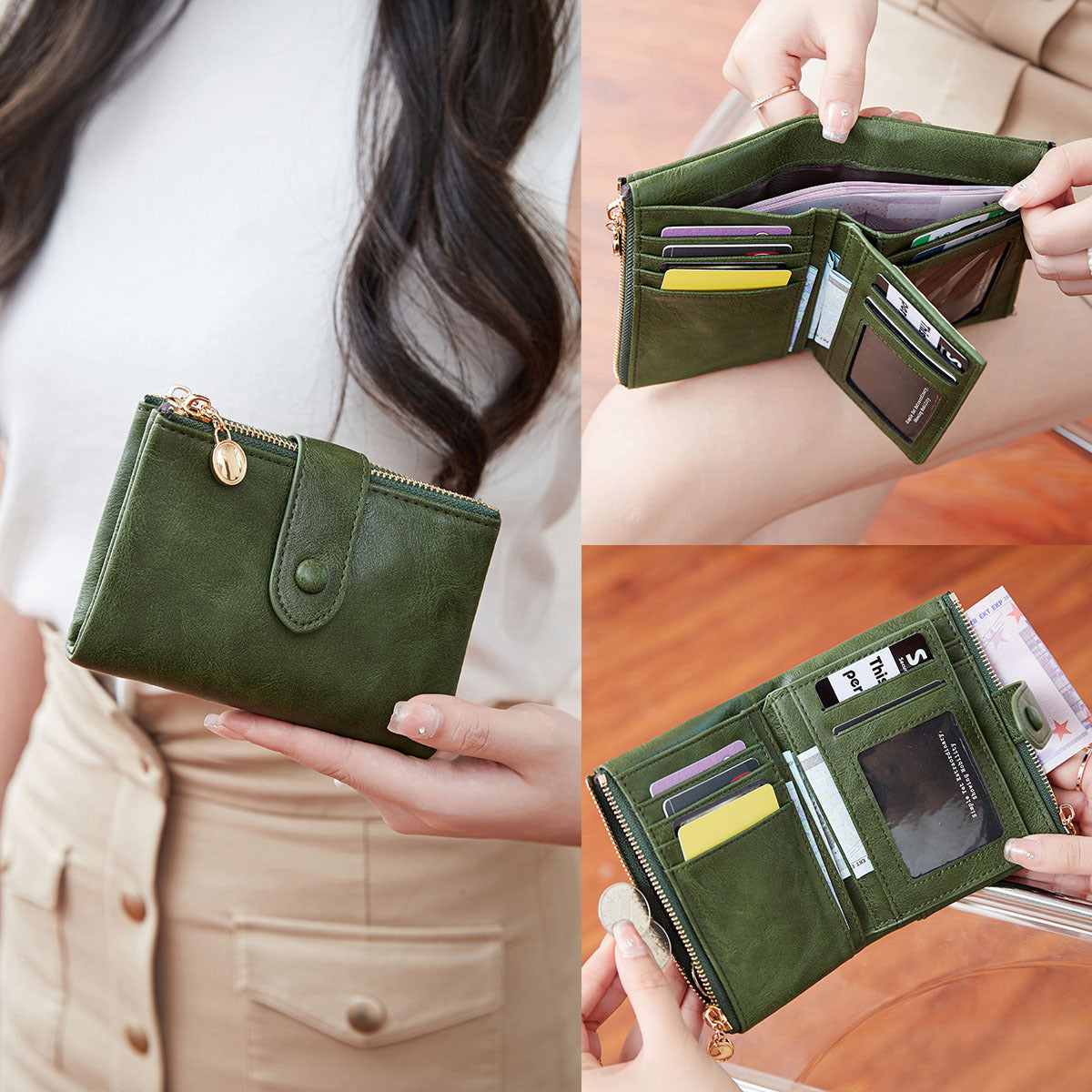 Women's Color Double Zipper Off Short Style Ladies Wallet