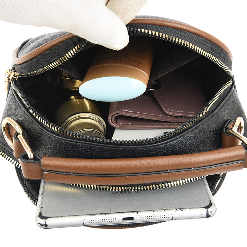 Women's High-grade Embroidery Thread Commute Soft Leather Crossbody Bags