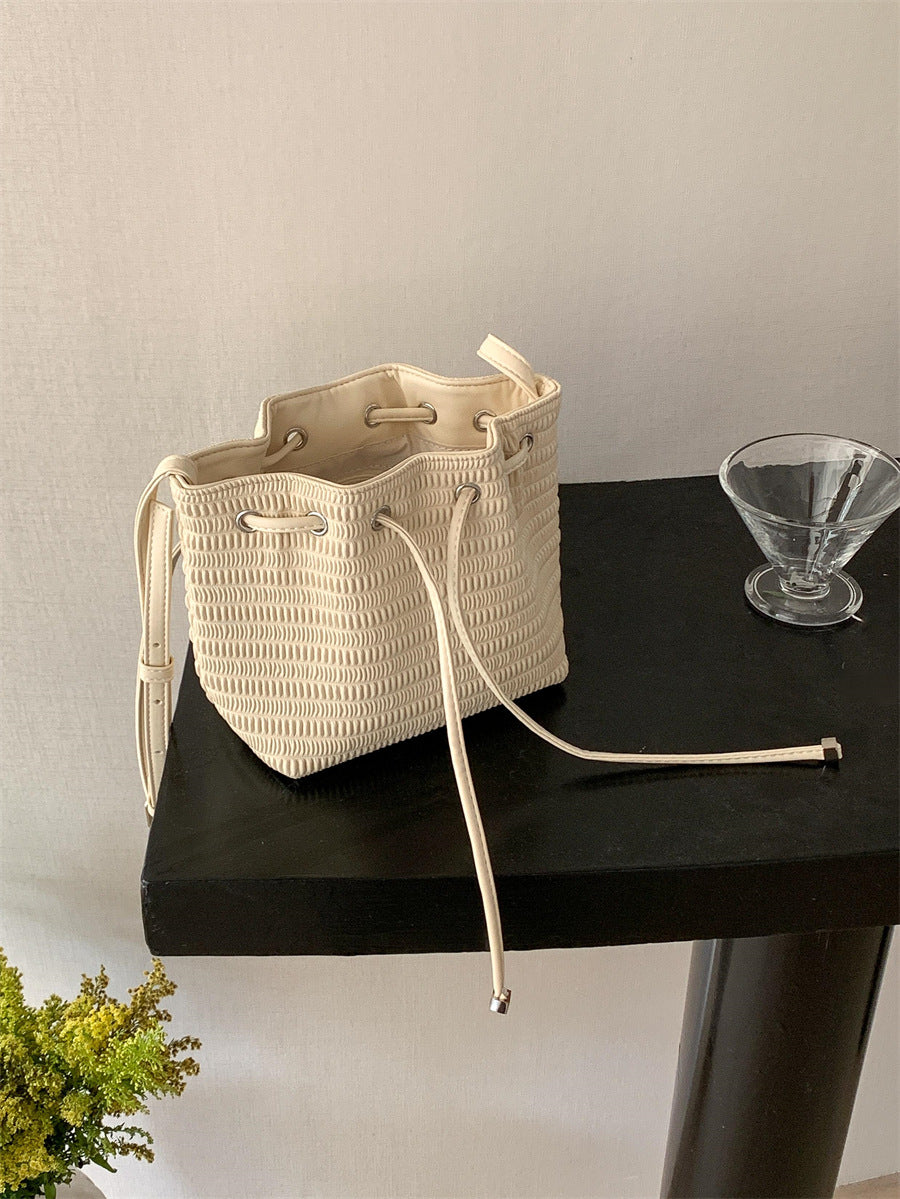 Women's Drawstring Ruffle Bow Fashion Soft Leather Crossbody Bags