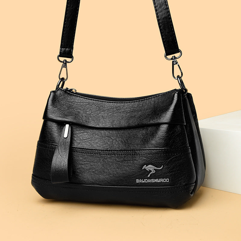 Women's Leather Mother Fashion Stitching Large Capacity Crossbody Bags