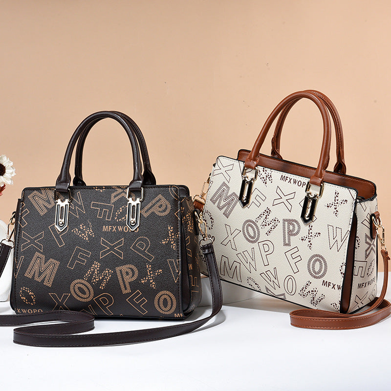 Women's Fashionable Printed Mother Portable Large Capacity Handbags