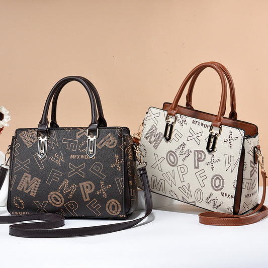 Women's Fashionable Printed Mother Portable Large Capacity Handbags