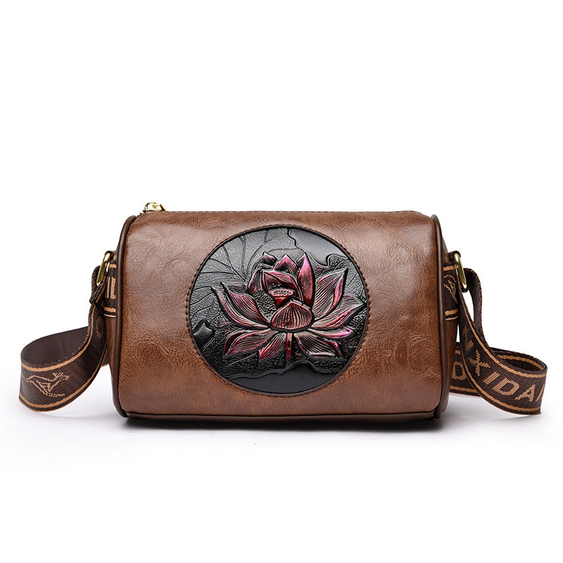 Women's Lotus Printed High-grade Mobile Artistic Chinese Style Women's Shoulder Bag