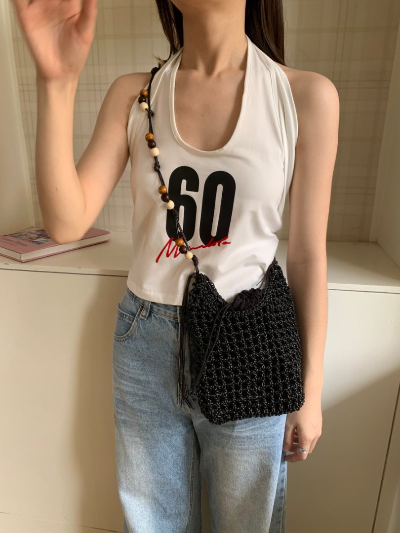 Women's Woven Retro Wooden Bead Tassel With Bags