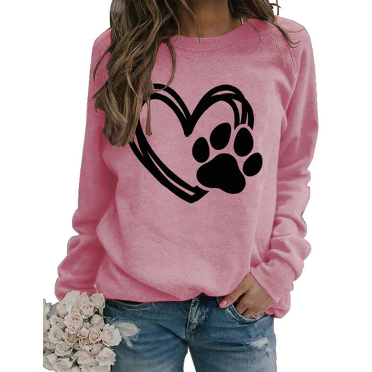Pullover Round Neck Simple Long Sleeve Printed Sweaters