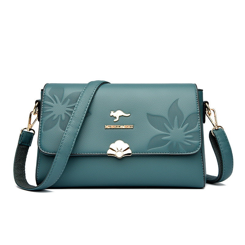 Real Soft Leather Embossed Female Temperament Shoulder Bags