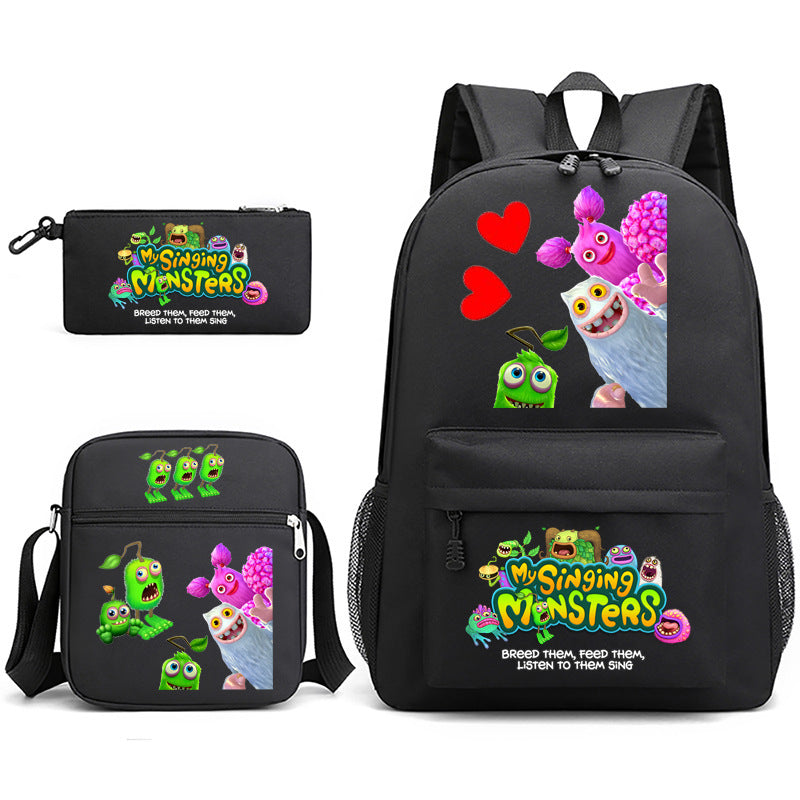 Game Monster Concert Pencil Three-piece Set Backpacks