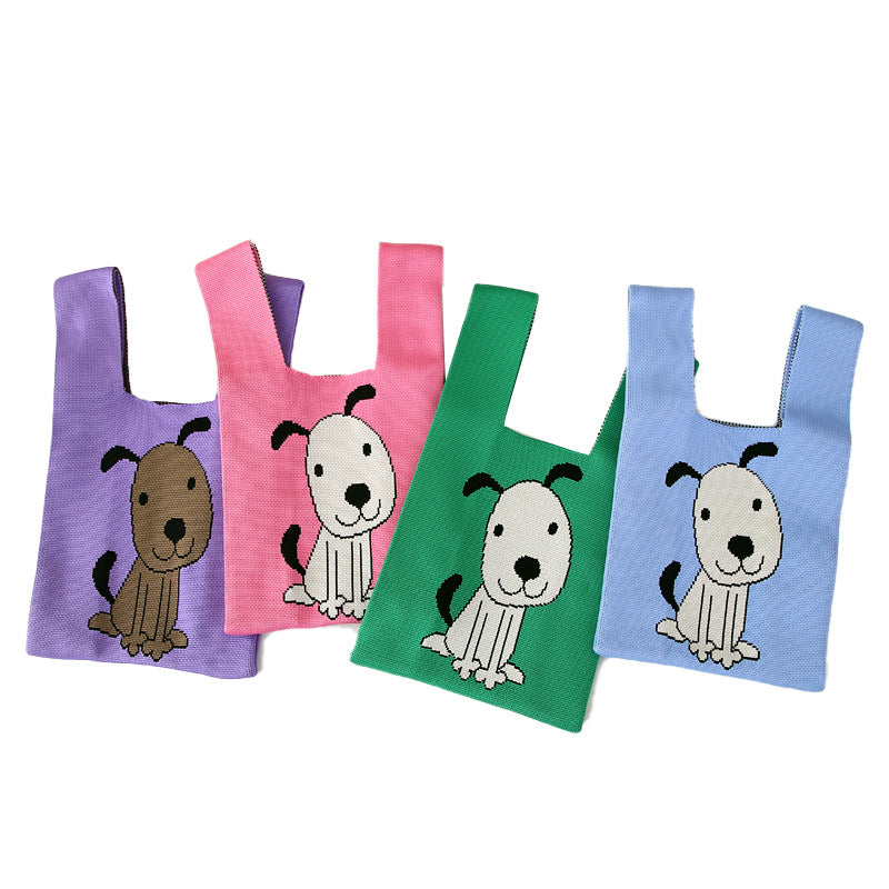 Women's Cartoon Puppy Knitted Vest Hand Gift Bags