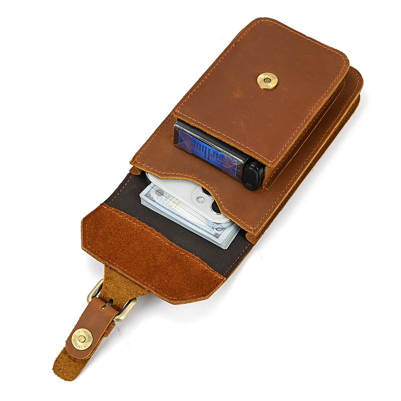 Men's Leather Crazy Horse First Layer Cowhide Hanging Men's Waist Packs