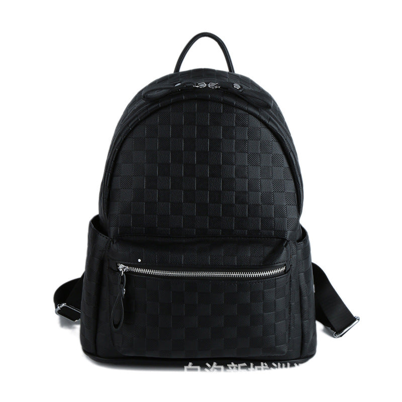 Women's Fashion Large Capacity Embossing Plaid Soft Backpacks