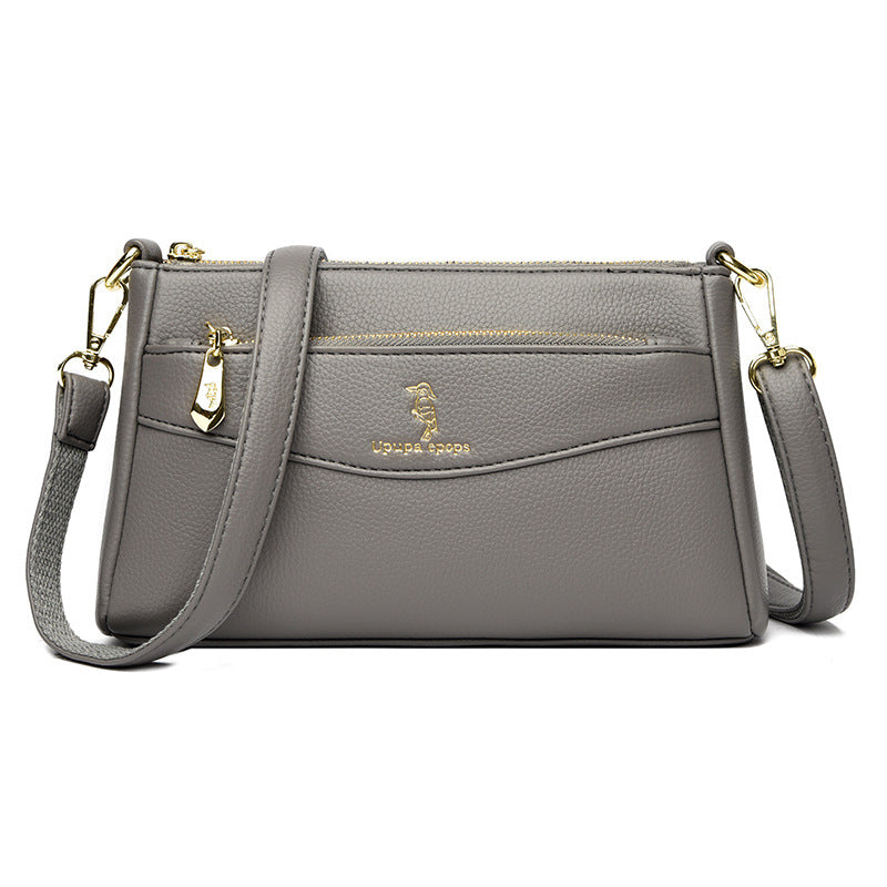 Women's Solid Color Soft Leather Mom Simple Women's Messenger Bag