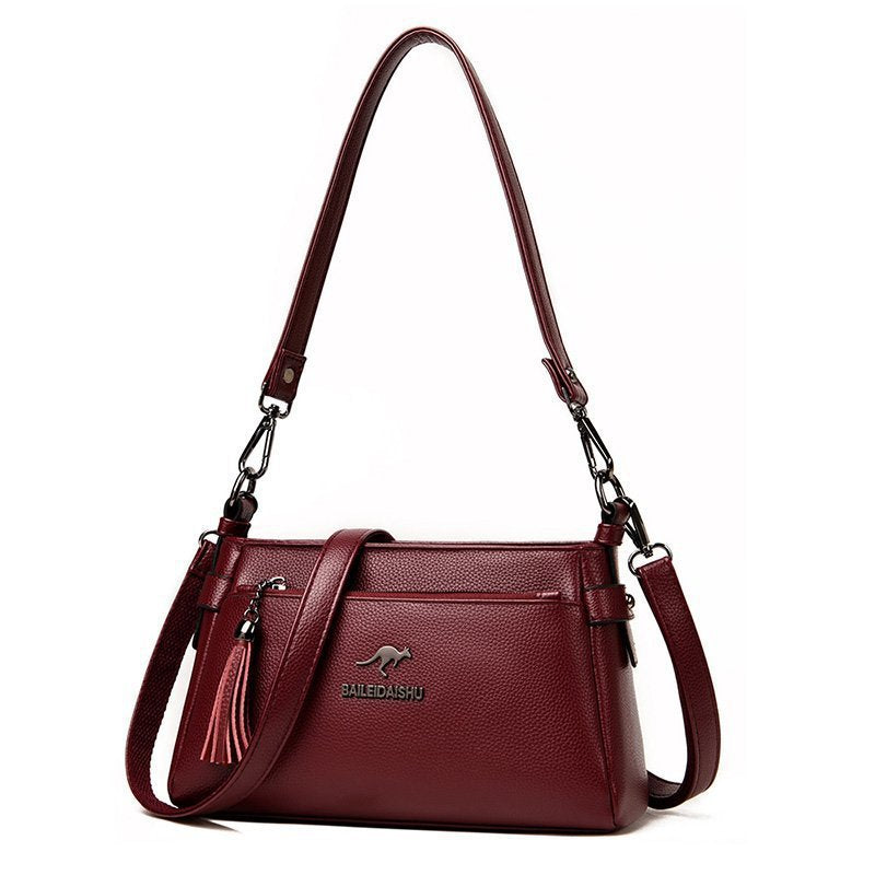 Women's Genuine Leather Tassel Trendy Korean Style Shoulder Bags