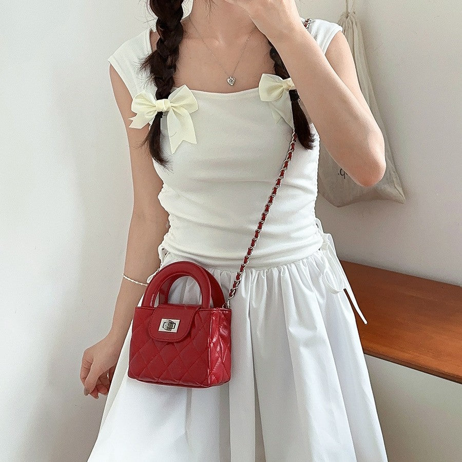 Women's Light Luxury Sweet Style Diamond Pattern Crossbody Bags