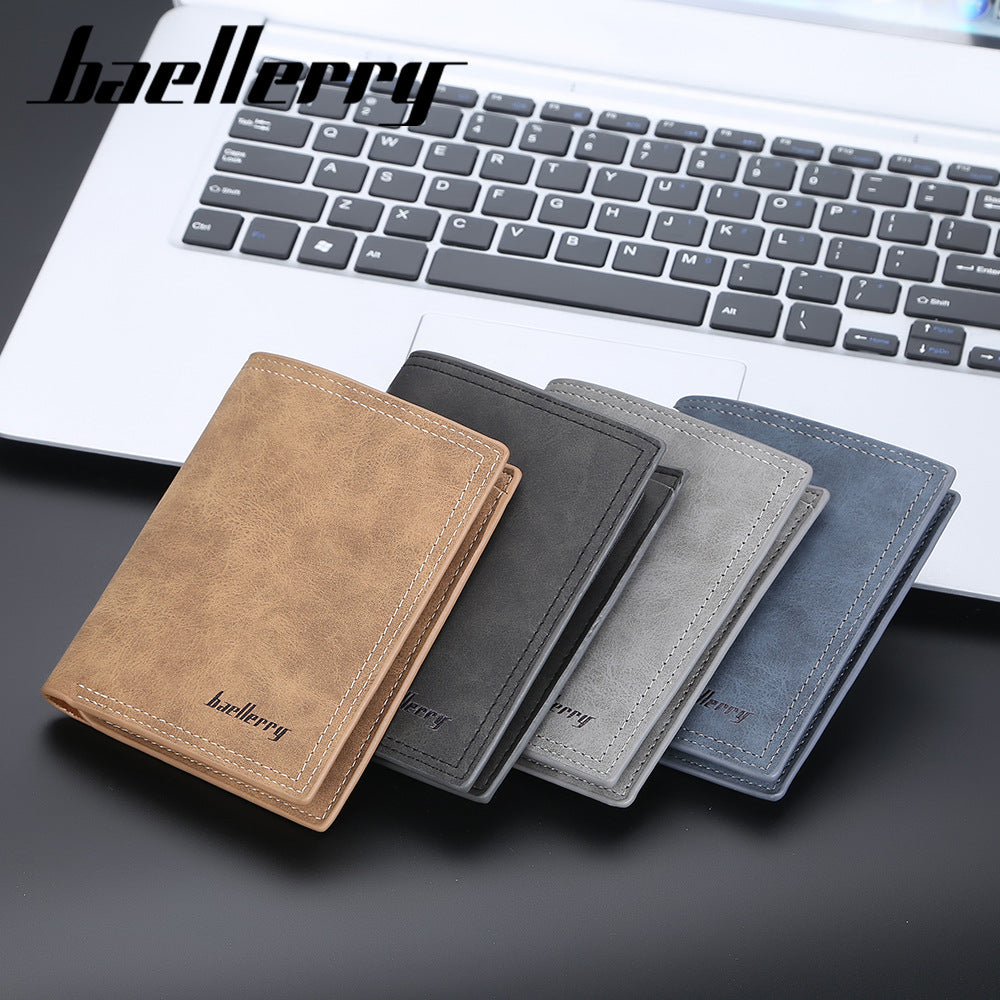 Men's Short Horizontal Multiple Slots Frosted Thin Card Holder