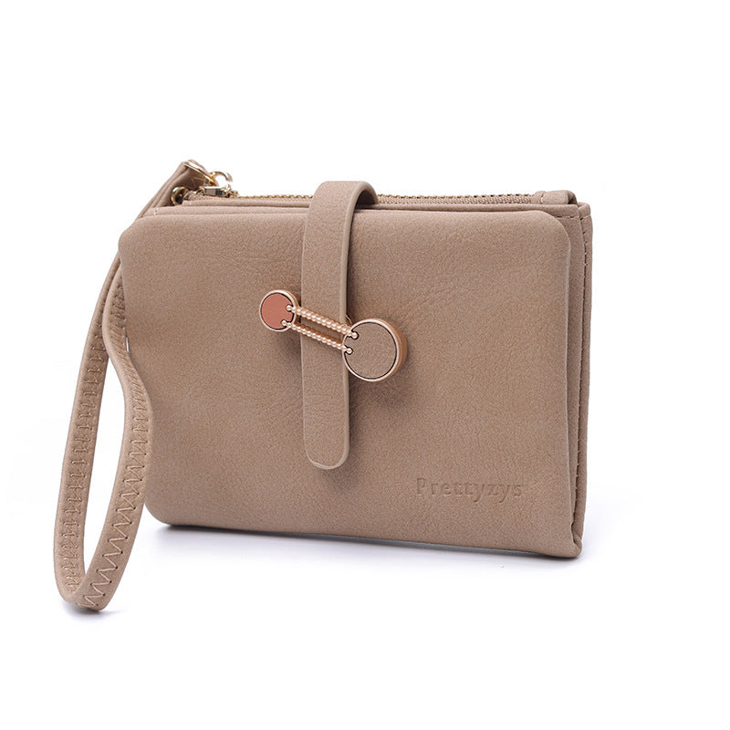 Women's Short Korean Solid Color Zipper Hasp Folding Ladies Wallet