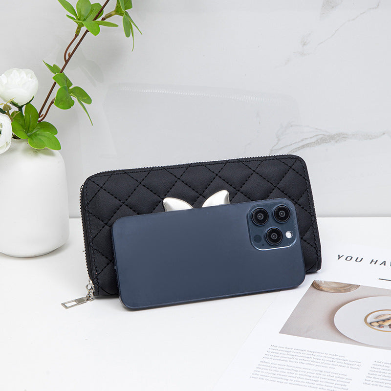 Women's Rhombus Multiple Slots Niche Clutch Textured Ladies Wallet