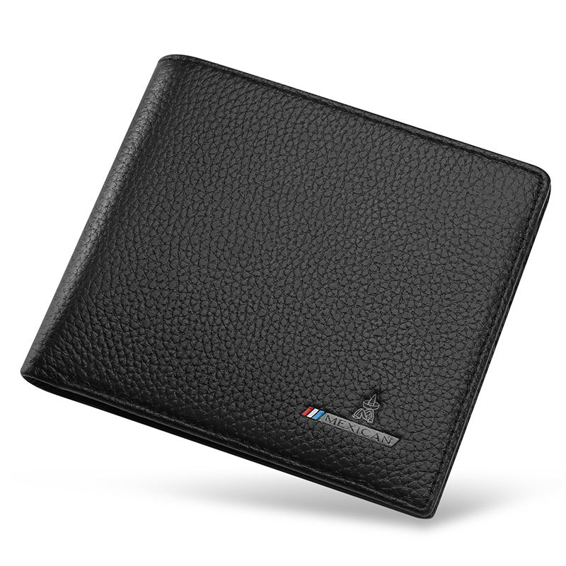 Men's Scarecrow Simple Folding First Layer Cowhide Men's Wallet