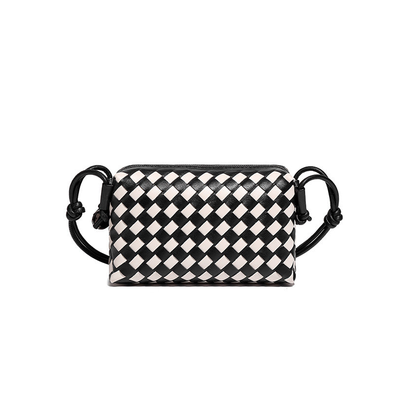 Women's Hand-woven Simple Trendy Black White Chessboard Bags