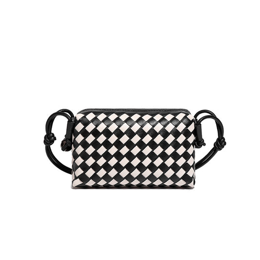 Women's Hand-woven Simple Trendy Black White Chessboard Bags