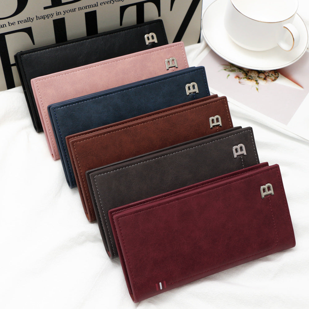 Women's Retro Long Suit Solid Color Clutch Large Coin Purses