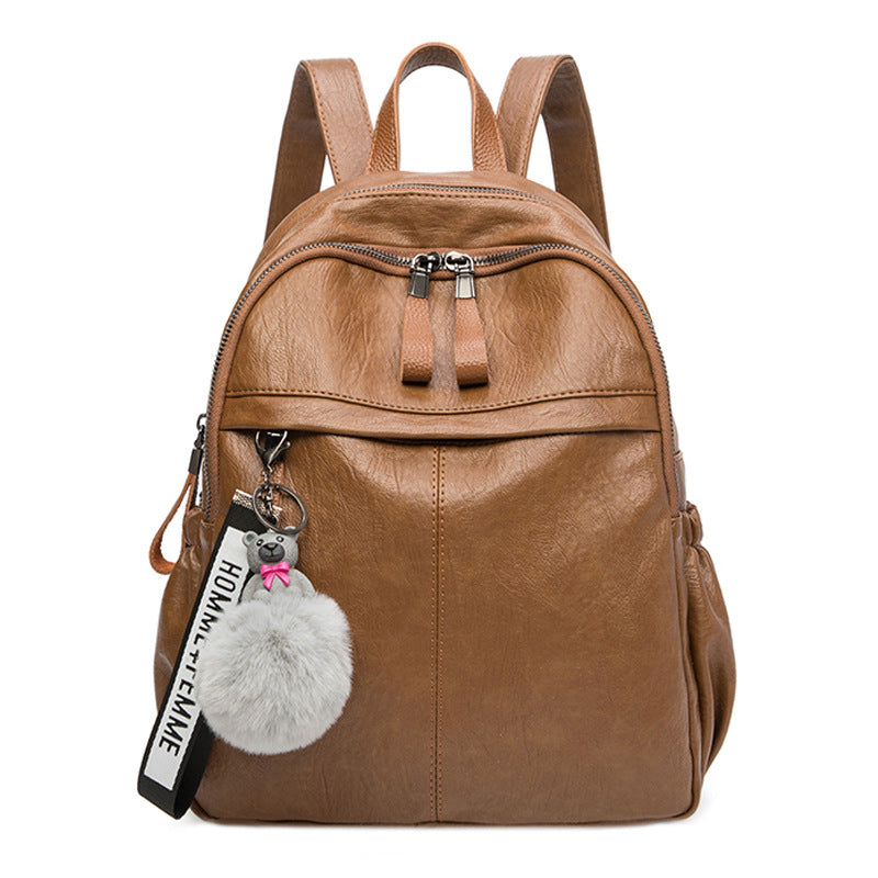 Women's Leather Korean Fashionable Fashion Large Capacity Backpacks